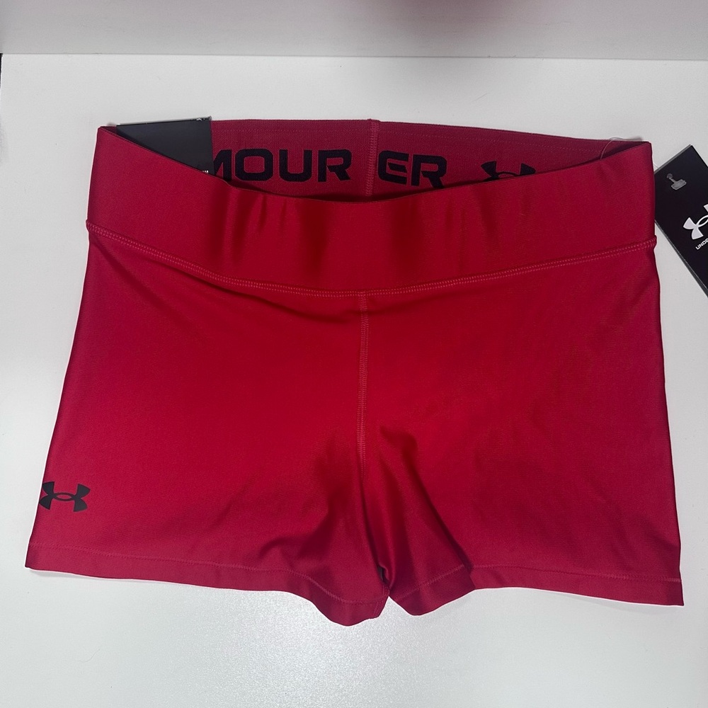 Under Armour Women's Red Compression Shorts- mid rise shorty NWT